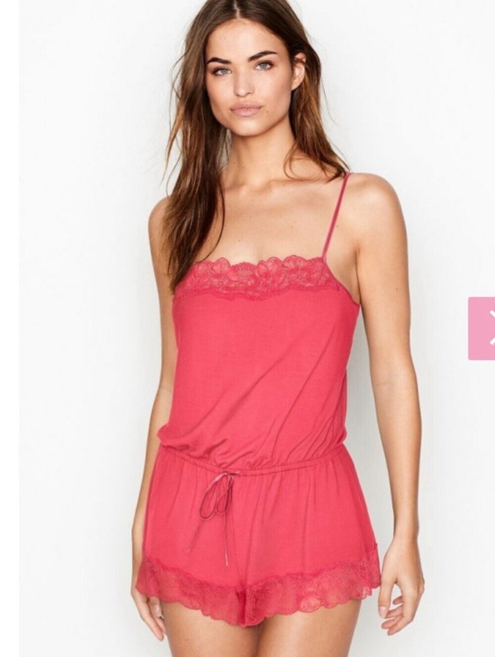 Victoria's Secret Pink Lace Trim Nighty Pajama Sleepwear Romper